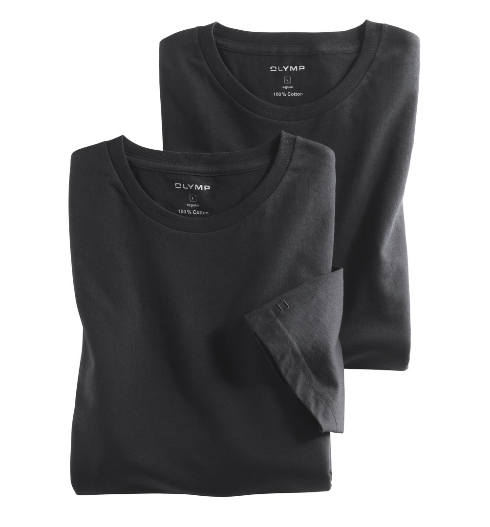 OLYMP T-Shirt weiß im Doppelpack RH - schwarz